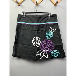 Heart Soul Skirt Juniors size 7 Embroidered Floral Mini Skirt Zip Black Y2K 90's